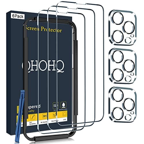 QHOHQ 3 Pièces Verre Trempé Anti-Espion pour iPhone 17 Pro Max - Protection Militaire 12 Pieds + Caméra Arrière, 25°Anti — Transparent
