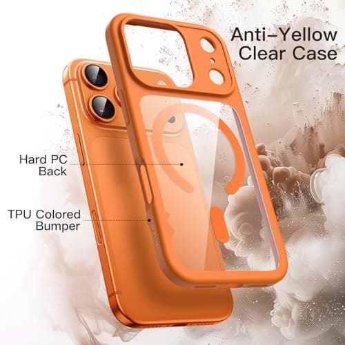 JETech Coque Magnétique iPhone 17 Pro 6,3 Pouces MagSafe Étui Housse Antichoc (Orange)  
JETech Coque Magnétique iPhone