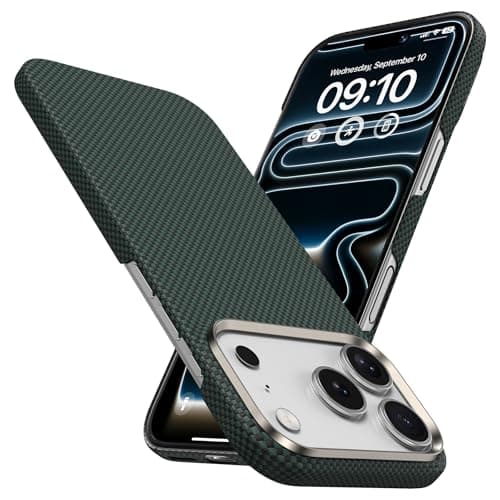 BENKS ArmorTint Coque en Dupont Kevlar 1000D pour iPhone 17 Pro Max - Bleu Étoilé, Compatible Magsafe, Housse Magnétique — Vert Aurore