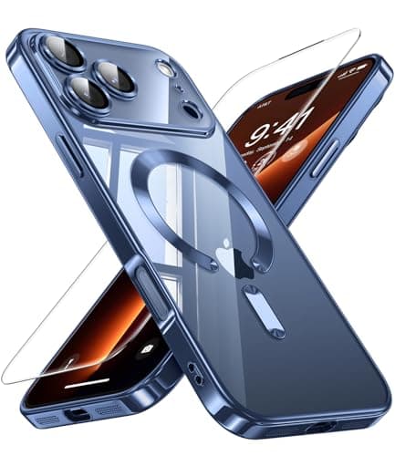 Coque JUESHITUO pour iPhone 17 Pro Max MagSafe - Protection Intégrée pour Lentille, Antichoc et Anti-Poussière, Housse É — Bleu