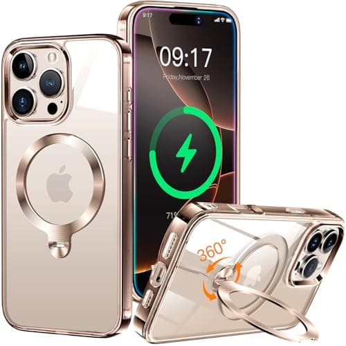 HaloArt 360° Rolatif Support Magnétique Coque pour iPhone 17 Pro Max | Puissance Magnétique Maximale & Protection Milita — Titane Sable