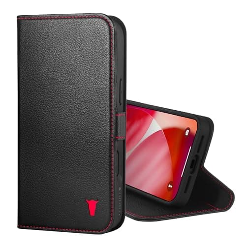 TORRO Coque en cuir véritableCompatible avec iPhone 17 Pro - Noir  
 TORRO Coque avec béquilleCompatible avec iPhone 17