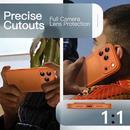 JETech Coque Mat Militaire iPhone 17 Pro, Protection contre les Chutes et Caméra pour 6,3 Pouces (Orange)
