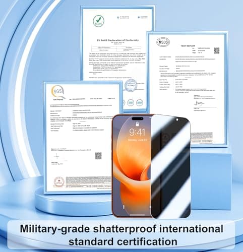 QHOHQ 3 Pièces Verre Trempé Anti-Espion pour iPhone 17 Pro Max - Protection Militaire 12 Pieds + Caméra Arrière, 25°Anti