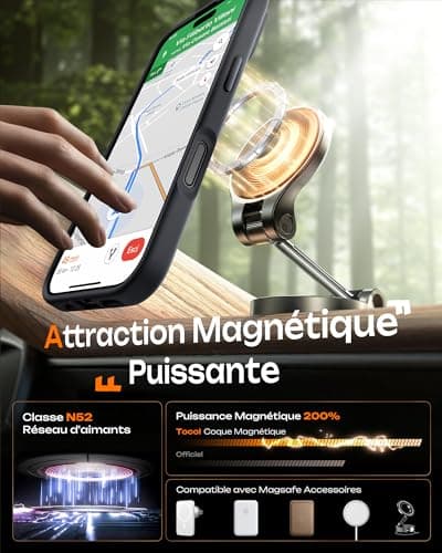 Magnetic Coque Tochl pour iPhone 17 6,3 Pouces - Protection Améliorée de l'Objectif & Compatible MagSafe - Noir Global R