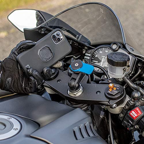 Quad Lock Support pour Smartphone Noir pour iPhone et Samsung Galaxy pour Tige de Fourche de Moto Bleu
