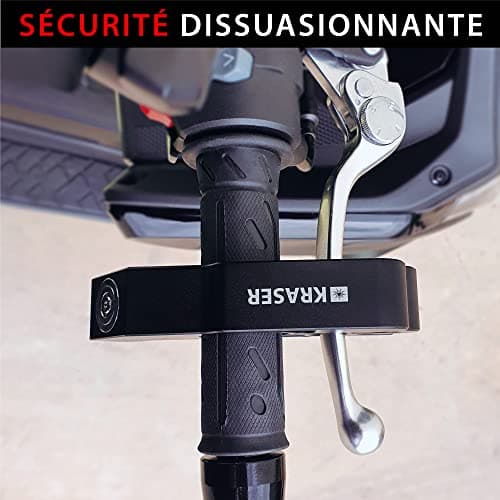 KRASER KR720B Antivol Guidon Moto Sécurité Bloque Levier Frein Clic de Fermeture