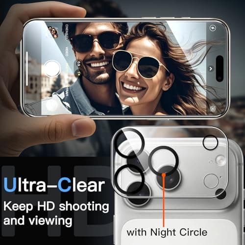 JETech Coque 5 en 1 pour iPhone 17 Pro 6,3 Pouces | Protection D'écran en Verre Trempé & Protecteur d'Objectif Caméra |