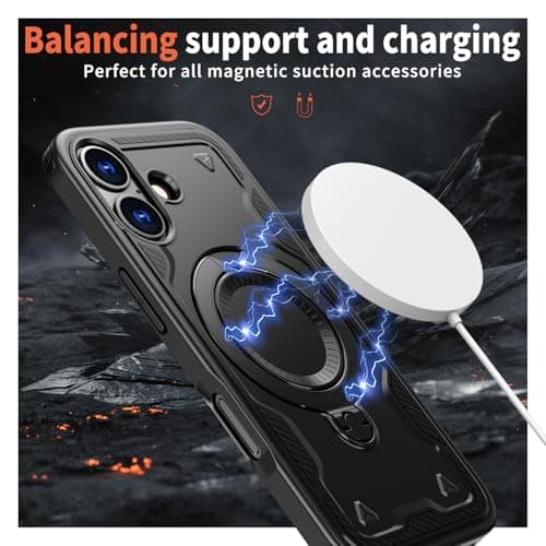 PanXCase Coque Étui Armor Métallique Anneau Magnétique pour iPhone 17 - Protection Anti-Choc Grade Militaire Armée (Blac