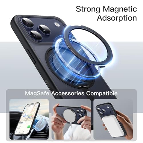 JETech Coque Anneau Rotatif à 360 Degrés Noir pour iPhone 17 Pro 6,3 Pouces avec Bouton de Contrôle de Caméra Compatible