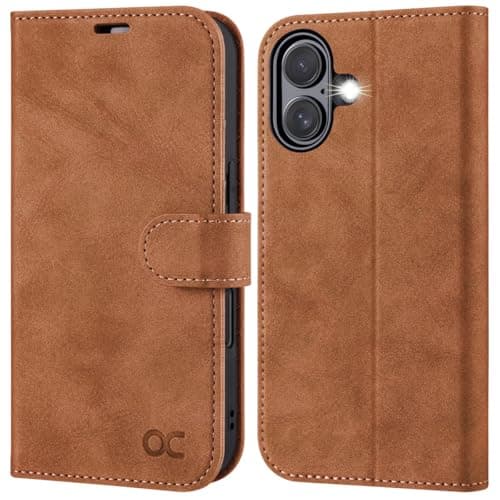 OCASE Coque en Cuir PU pour iPhone 17 Pro Max - Protection Antichoc et RFID Blocking - Noir — Daim Brun