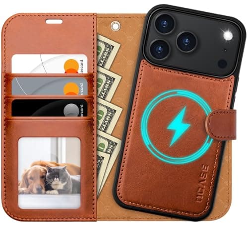OCASE Coque iPhone 17 Pro 2-en-1 RFID Blocage Anti-Choc PU Cuir Portefeuille, Étui Étanche pour iPhone 17 Pro (6,3'', 20