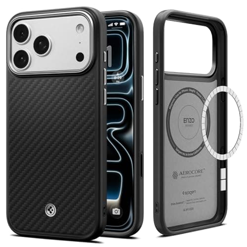 Spigen Coque Enzo Aramid T MagFit pour iPhone 17 Pro Max - Fonctionnel et Stylin', Fibre d'Aramide, Protection Optimale