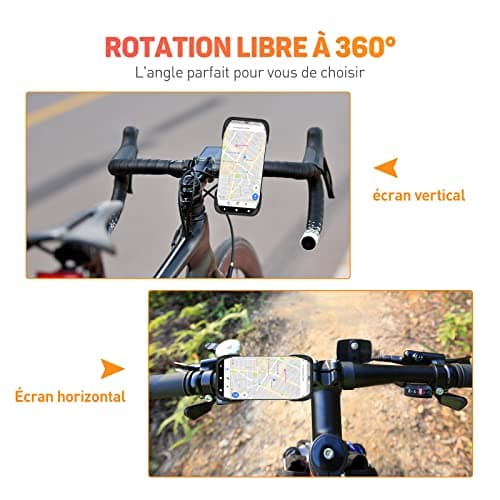 Support Téléphone Vélo Haslaky 360° Rotation, Universel, Compatible |5-7 Pouces Smartphones, VTT, Trottinette, Scooter,