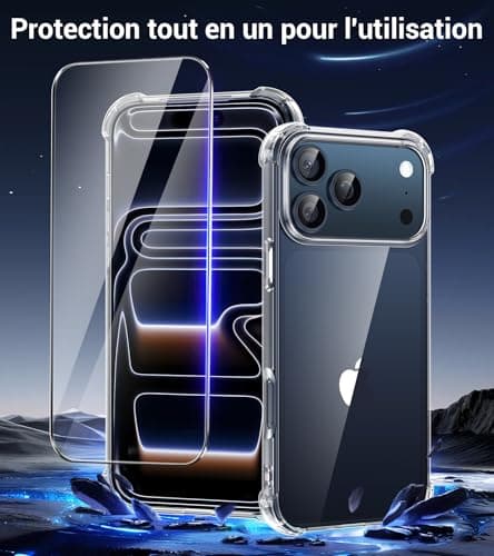 FLLAO 4 en 1 Coque pour iPhone 17 Pro Max | Protection Antichoc Antirayures | Housse Coussin d'Air Intégré | Usager Avan