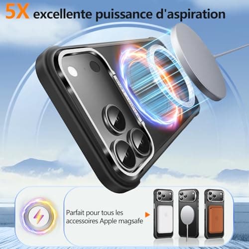 Coque O3 Mag-Stand pour iPhone 17 Pro Max Noir Mat [Béquille 360° Compatible MagSafe Toucher Peau Exceptionnel] 6,9" Mat