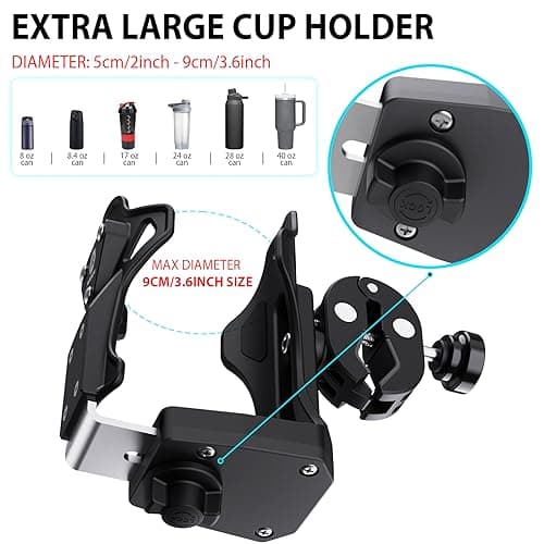 Porte-gobelet Mathtoxyz pour moto et ATV 50-90mm, compatible avec toutes bouteilles 1,3 à 4 cm, pour vélo et scooter