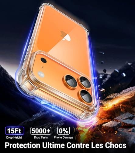 FLLAO Coque 4 en 1 pour iPhone 17 Pro | Verre Trempé x2 & Coussin d'Air IntÉgrÉ | Protection Antichoc & Antirayures | Ho