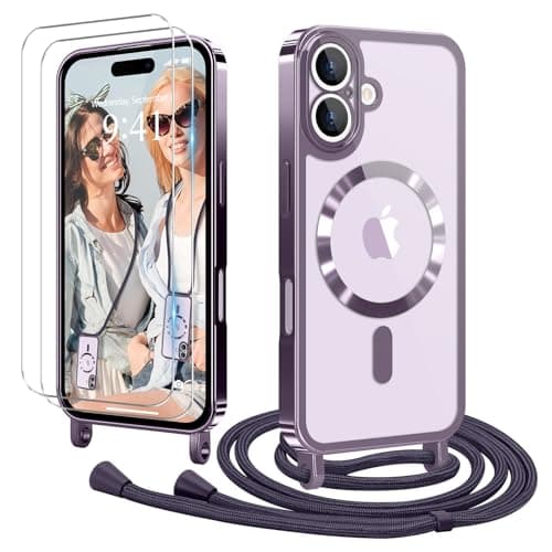 Coque Etanger pour iPhone 17 Violet avec Cordon Magnetique & 2×Verre Trempé