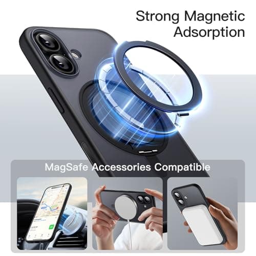 Coque Anneau Rotatif JETech 360° pour iPhone 17, compatible MagSafe (Noir)