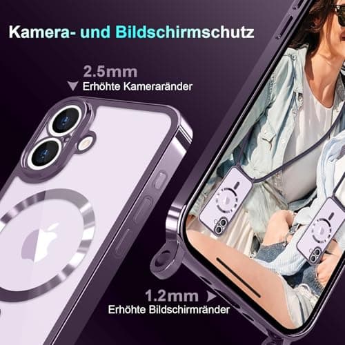 Coque Etanger pour iPhone 17 Violet avec Cordon Magnetique & 2×Verre Trempé