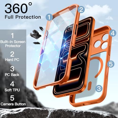 JETech Coque Protection pour iPhone 17 Pro Max - Orange  
JETech Coque MagSafe pour iPhone 17 Pro Max - Orange  
JETech