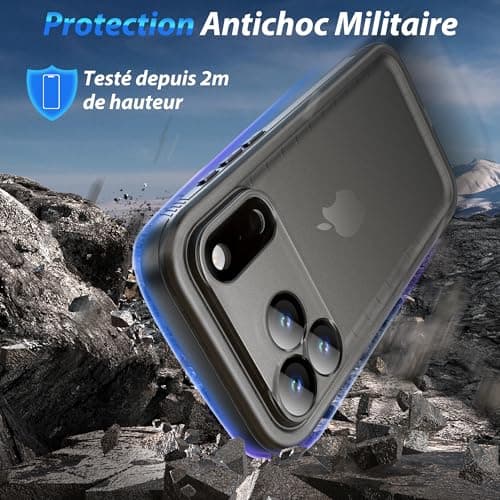 SPORTLINK Coque Étanche Antichoc iPhone 17 Pro Max - Militaire IP68 Incassable [Protection Caméra+Écran] - Double Face 6