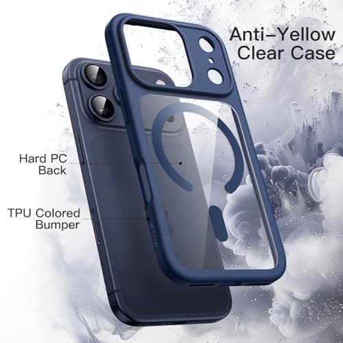 JETech Coque Magnétique Magnifique pour iPhone 17 Pro Max 6,9 Pouces, Étui Housse Antichoc Compatible MagSafe (Bleu Fonc