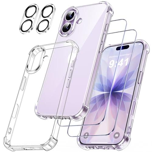 FLLAO Coque 4 en 1 pour iPhone 17 Pro | Verre Trempé x2 & Coussin d'Air IntÉgrÉ | Protection Antichoc & Antirayures | Ho — Transparent