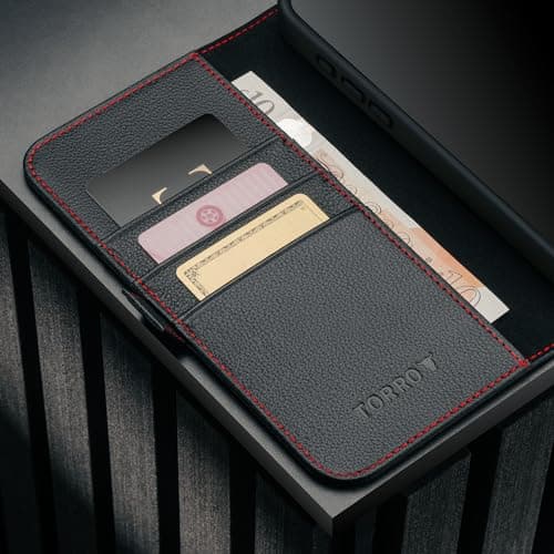 TORRO Coque en cuir véritableCompatible avec iPhone 17 Pro - Noir  
 TORRO Coque avec béquilleCompatible avec iPhone 17