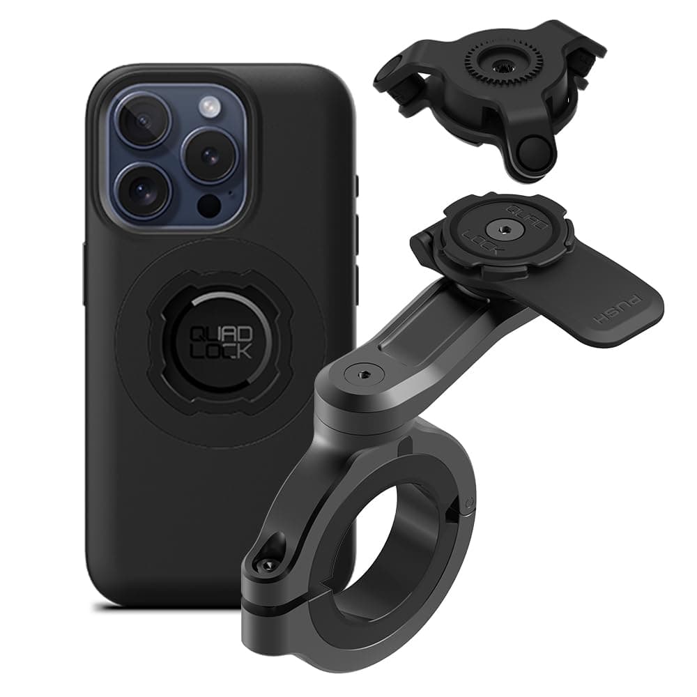 Quad Lock Support Téléphone Pro pour Moto - Grand Amortisseur Vibrations + Coque MAG iPhone 15 Pro