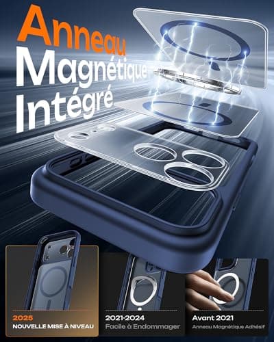 Coque magnétique ToCOL pour iPhone 17 Pro 6,3 Pouces | Anneau magnétique intégré | Protection améliorée de l'objectif |