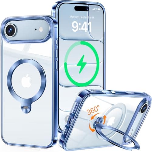 HaloArt 360° Rolatif Support Magnétique Coque pour iPhone 17 Pro Max | Puissance Magnétique Maximale & Protection Milita — Bleu