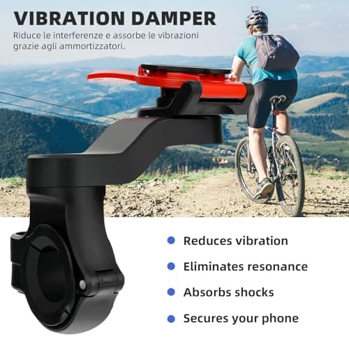 Support Téléphone Moto Amortisseur de Vibrations Rouge Compatible Avec Tous Smartphones pour Vélo Trottinette Quad Scoot
