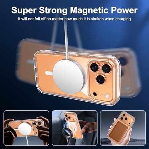 Helssitot Coque Magnétique iPhone 17 Pro Transparente + 2 Verres Trempés Anti-Espion Compatible MagSafe Militaire Protec
