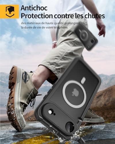 Lanhiem Coque IP68 Waterproof pour iPhone 17 Air Incassable Noir - Chantier Antipoussière  
Lanhiem Coque Mag-Safe Lanhi