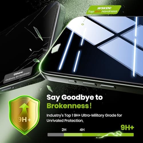 WSKEN Protection d'écran de confidentialité pour iPhone 17 Pro Max – Retrait automatique de la poussière | 9H + verre tr
