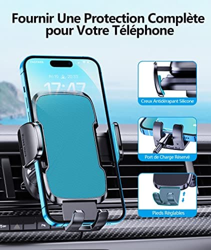 Glangeh Support Telephone Voiture Voiture Compatible iPhone 17 Pro Max, Rotatif 360°, Prix Concis (2025 Clip Amélioré)