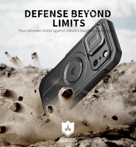 Dexnor Coque Magnétique iPhone 17 Pro Noir - Protection Caméra & Kickstand Pliable & Écran Intégré