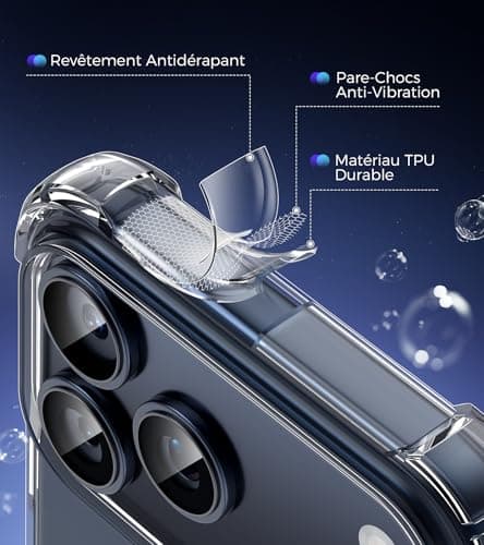 FLLAO 4 en 1 Coque pour iPhone 17 Pro Max | Protection Antichoc Antirayures | Housse Coussin d'Air Intégré | Usager Avan