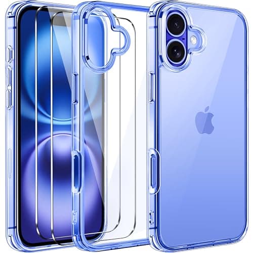 Anti-Jaunissement Clair Coque Ivoler pour iPhone 17 Pro Max | Protection Militaire Antichoc | Verre Trempé Transparent — Bleu