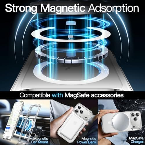 JETech Coque Magnétique iPhone 17 Pro Max Étui Housse Antichoc Bumper Transparent Anti-Rayures MagSafe (6,9 Pouces)