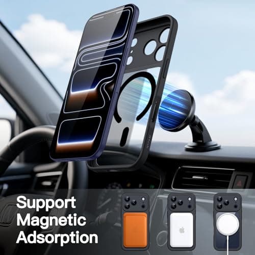 JETech Coque iPhone 17 Pro 6,3 Pouces Noir Protection D'écran Intégrée Contrôle Caméra MagSafe