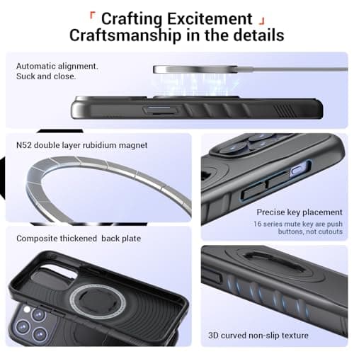 Coque iPhone 17 Pro Max Anti-Choc Magsafe Compatible Vélo VTT Moto Étui Click-Lock Support Vélo