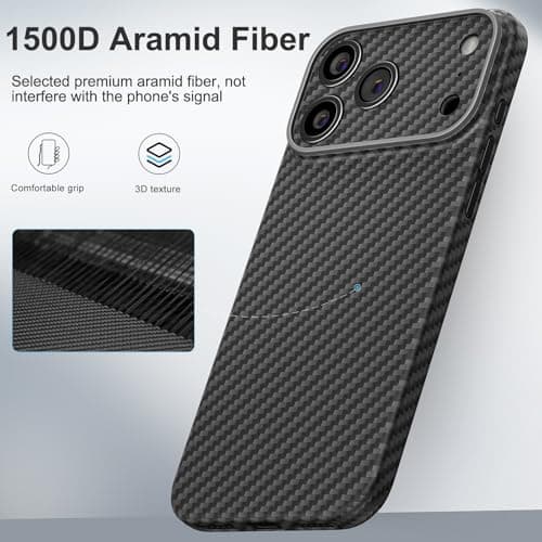 Coque Carbon Memumi Ultra Mince pour iPhone 17 Pro Max - Anti-dérapant et Protection Avancée - Noir