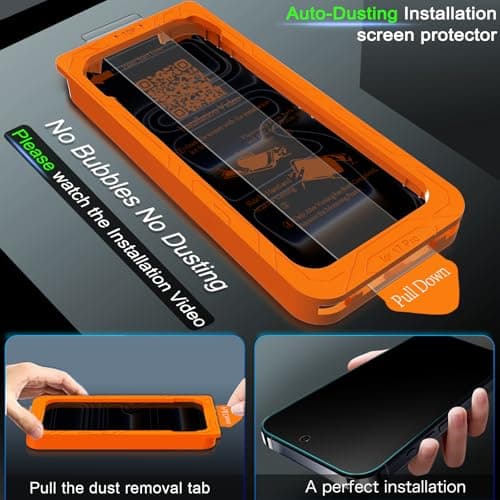 IMBZBK Verre Trempé iPhone 17 Pro Anti Rayures + Protection Camera, Dépoussiérage Automatique, Qualité Militaire, 3+3 Pi