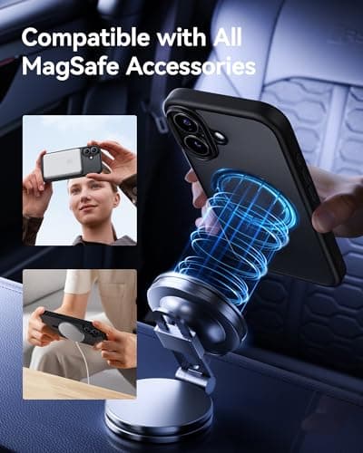 Coque NIMASO pour iPhone 17 Noir - Compatible MagSafe, Protection Antichoc, Dos Mat Translucide, Coque Magnétique Ultra-