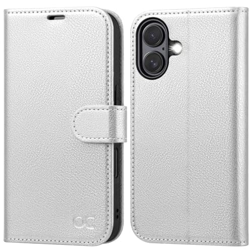 OCASE Coque en Cuir PU pour iPhone 17 Pro Max - Protection Antichoc et RFID Blocking - Noir — Argenté