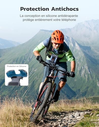 Rolgno Support Telephone Velo Verrouillage à Une Touche Porte Telephone Velo Résistant Antidérapant Aux Chocs 360° Rotat