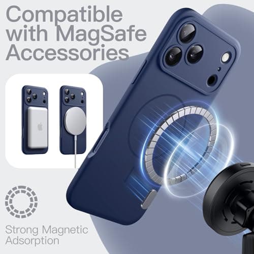 JETech Coque Silicone Magnétique pour iPhone 17 Pro Max - Compatibilité MagSafe, Protection l'Objectif Caméra, Absorbant